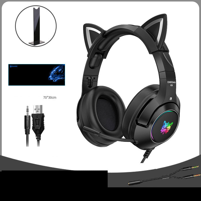 Head-mounted Cute Girls Wired Gaming Headset