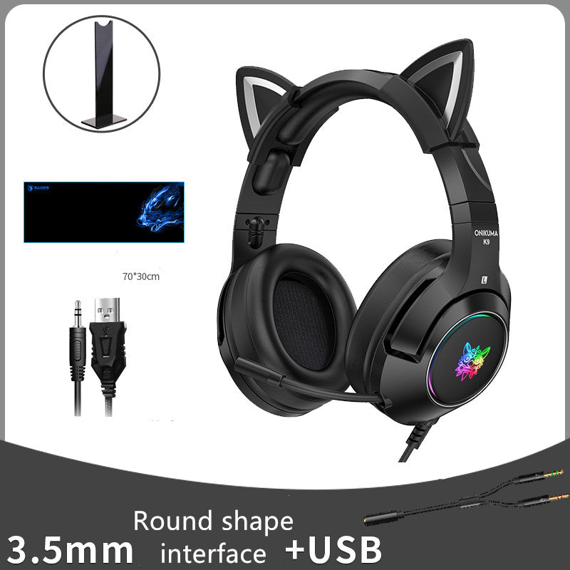 Head-mounted Cute Girls Wired Gaming Headset