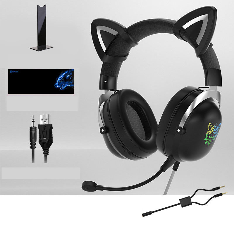 Head-mounted Cute Girls Wired Gaming Headset