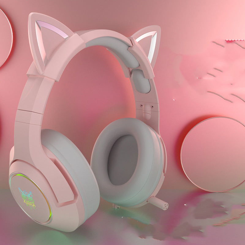 Head-mounted Cute Girls Wired Gaming Headset