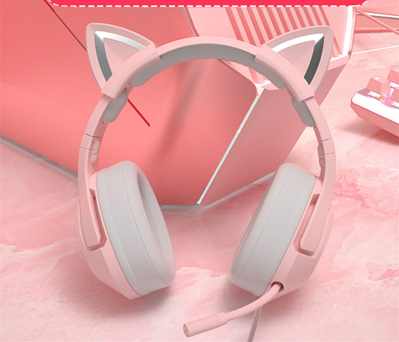 Head-mounted Cute Girls Wired Gaming Headset