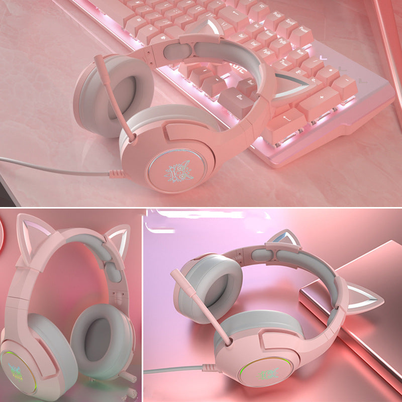 Head-mounted Cute Girls Wired Gaming Headset