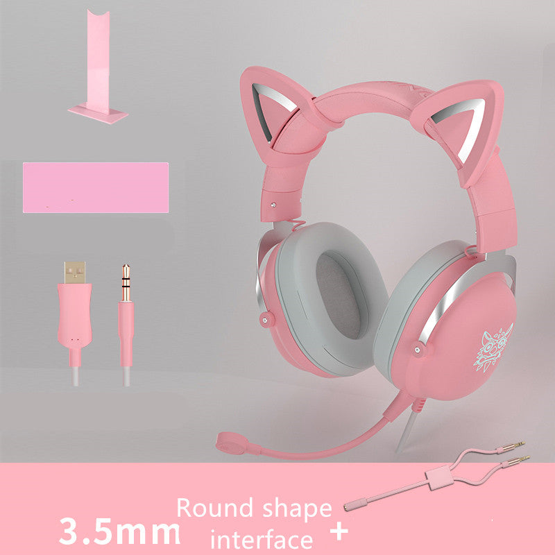 Head-mounted Cute Girls Wired Gaming Headset
