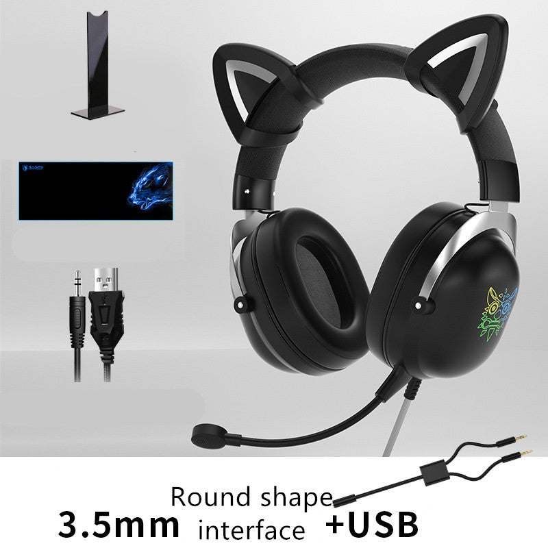 Head-mounted Cute Girls Wired Gaming Headset